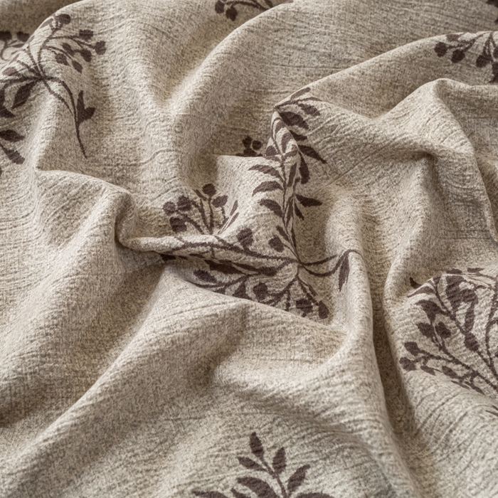 91家纺网 家纺一手货源 找家纺 大麦家纺 2025新款水洗亚麻花边四件套 风木槿咖