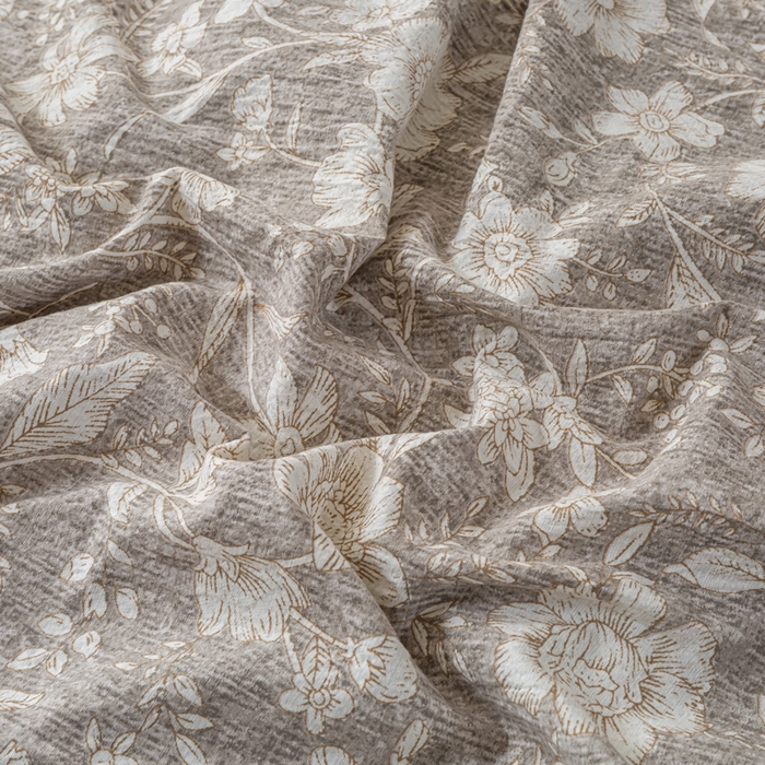 91家纺网 家纺一手货源 找家纺 大麦家纺 2025新款水洗亚麻花边四件套 山花浪漫