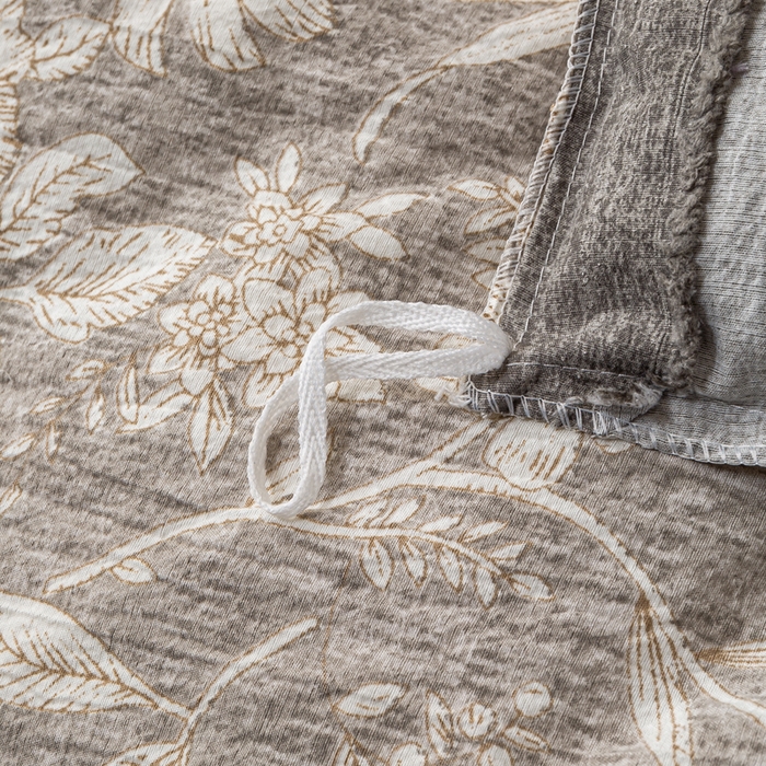 91家纺网 家纺一手货源 找家纺 大麦家纺 2025新款水洗亚麻花边四件套 山花浪漫