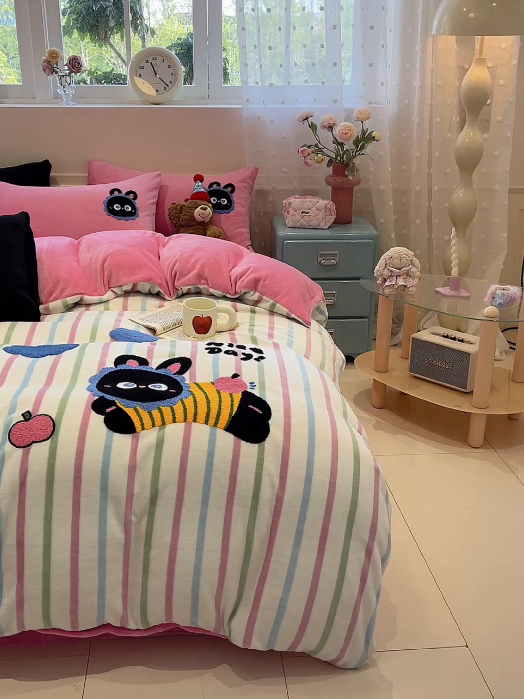 91家纺网 家纺一手货源 找家纺 （总）蓝邻家纺 2025新款牛奶绒卡通毛巾绣四件套