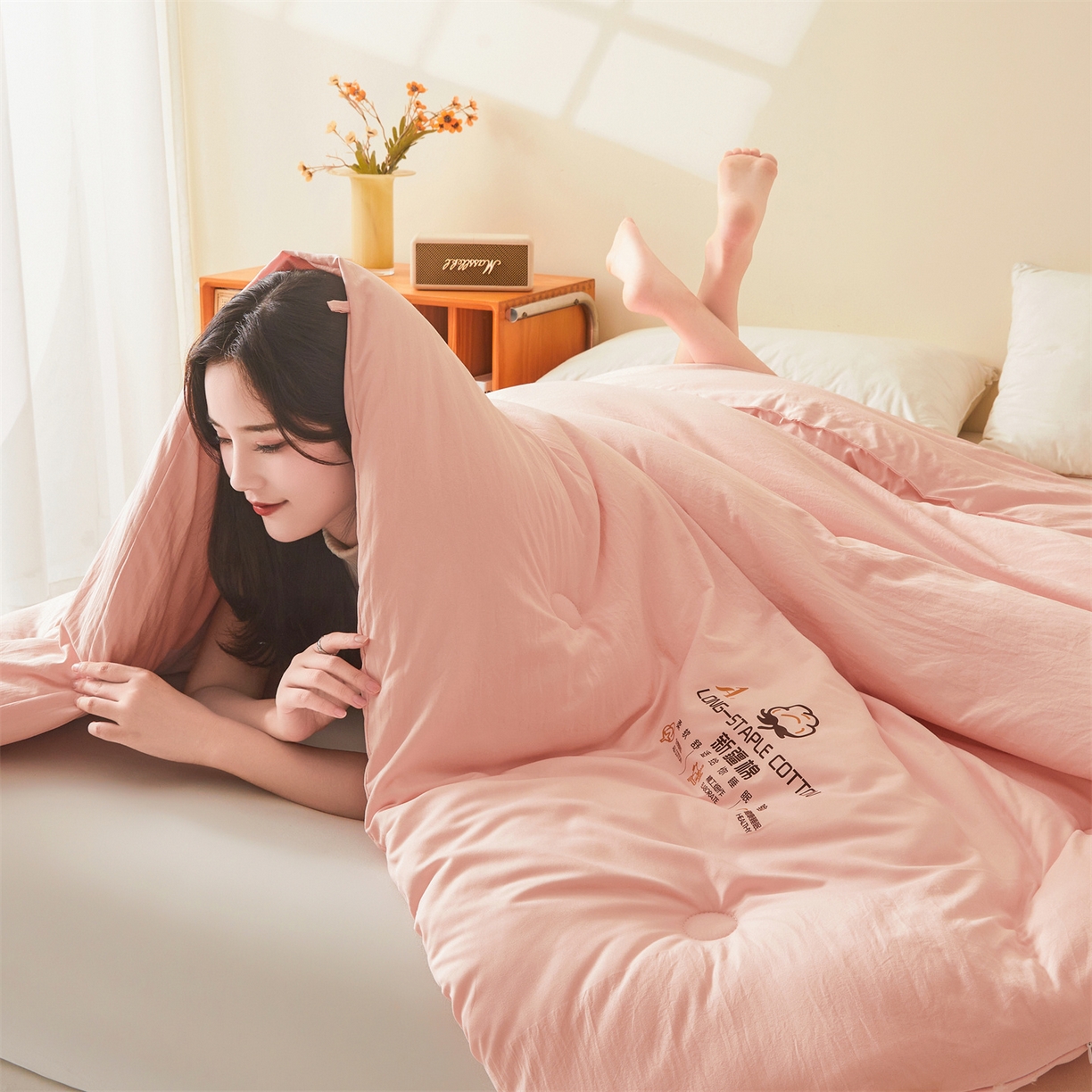 91家纺网 家纺一手货源 找家纺 仁凯家纺 2025新款a类100%新疆棉花被 冬被春秋被 学生被子被芯（提供买家秀检测报告） 新疆棉花-浪漫粉