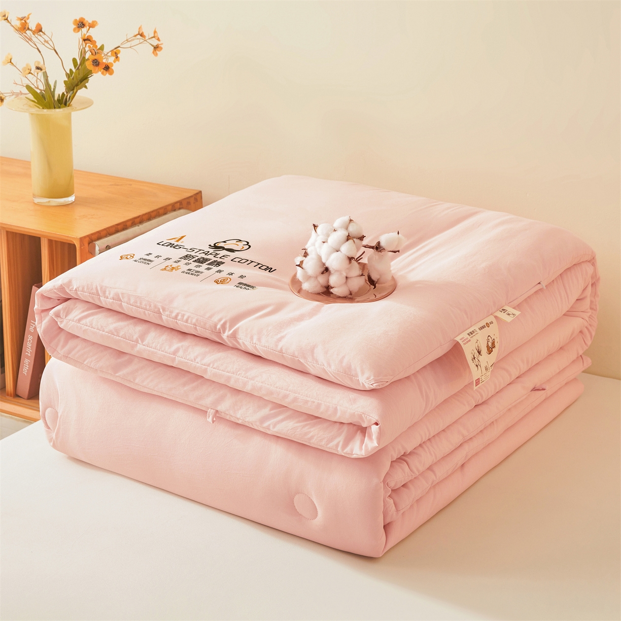 91家纺网 家纺一手货源 找家纺 仁凯家纺 2025新款a类100%新疆棉花被 冬被春秋被 学生被子被芯（提供买家秀检测报告） 新疆棉花-浪漫粉