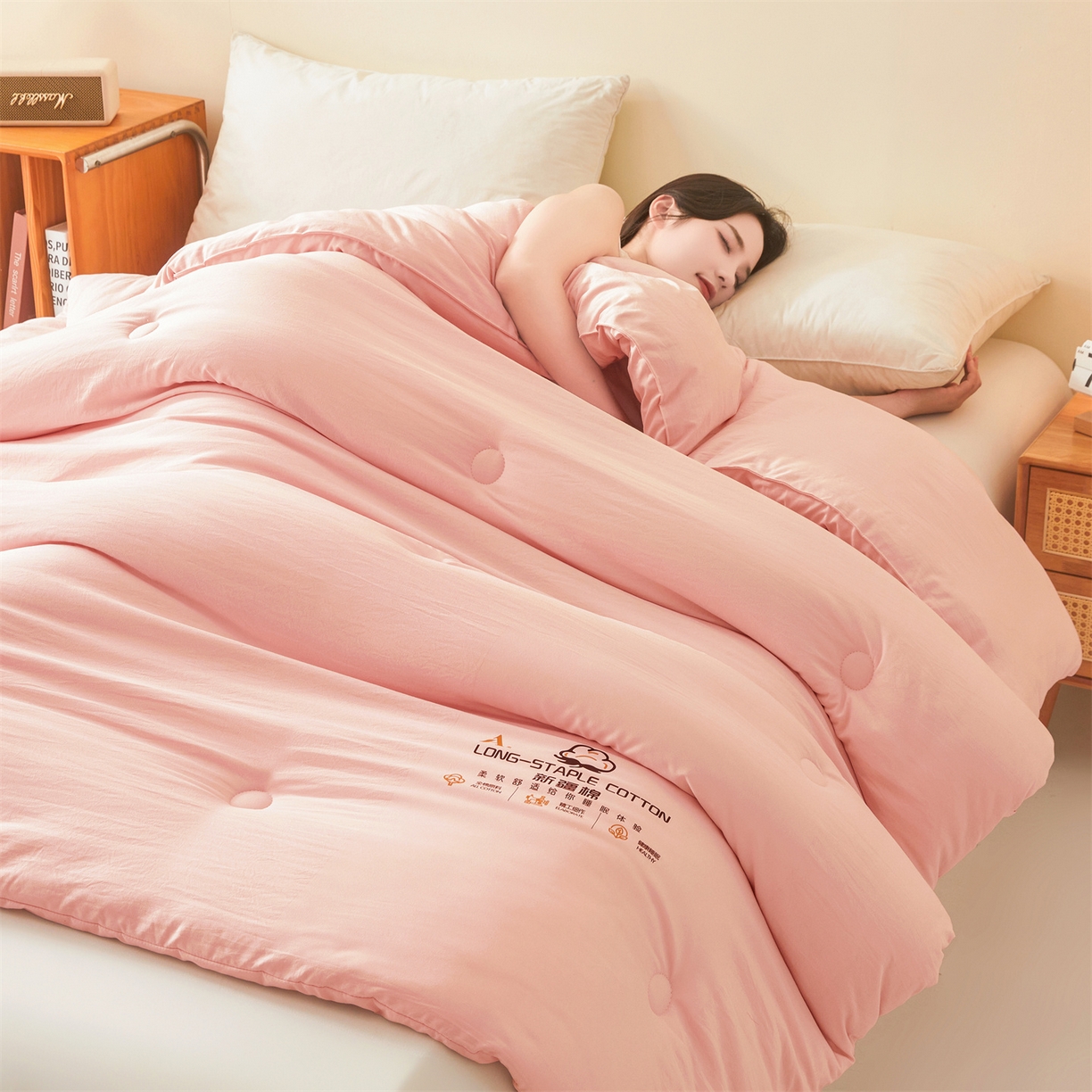 91家纺网 家纺一手货源 找家纺 仁凯家纺 2025新款a类100%新疆棉花被 冬被春秋被 学生被子被芯（提供买家秀检测报告） 新疆棉花-浪漫粉