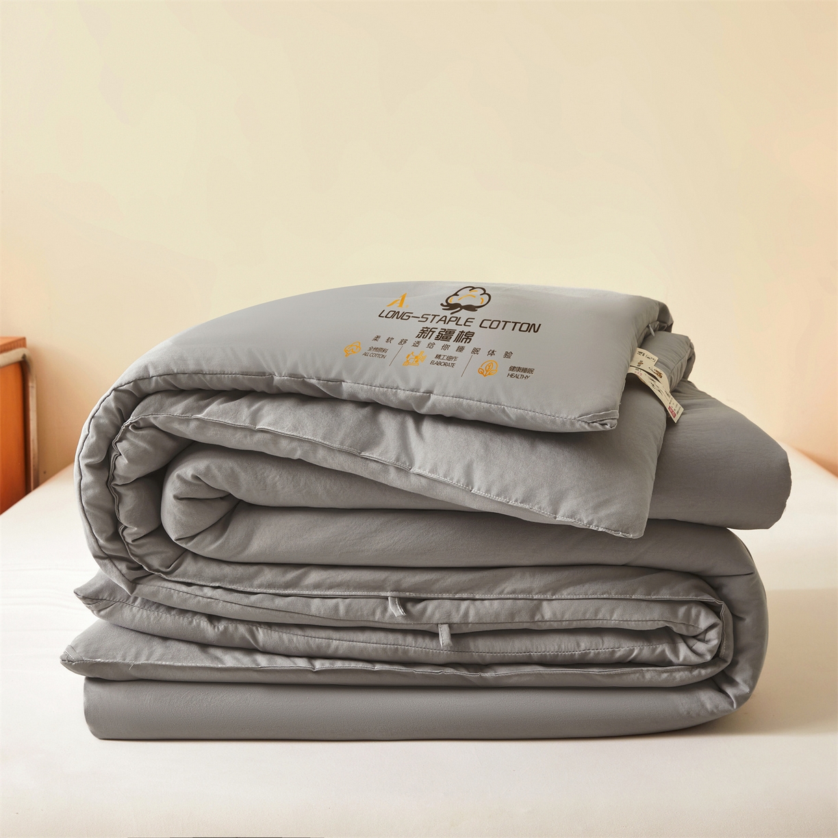 91家纺网 家纺一手货源 找家纺 仁凯家纺 2025新款a类100%新疆棉花被 冬被春秋被 学生被子被芯（提供买家秀检测报告） 新疆棉花-时光灰