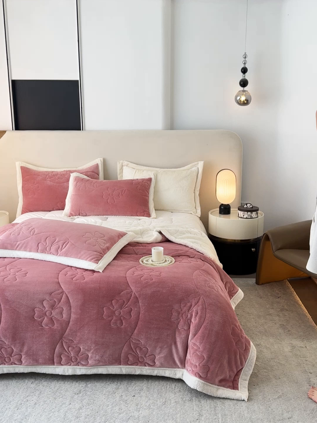 91家纺网 家纺一手货源 找家纺 爱彼家纺 2025新款婴儿绒北极绒羽丝棉三层夹棉盖毯毯子 豆沙【双面纯棉】