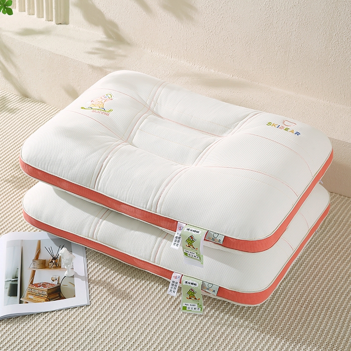 91家纺网 家纺一手货源 找家纺 金牛枕芯 2025新款滑板熊亲子枕决明子枕头乳胶夹层儿童枕成人枕头枕芯 滑板熊-红