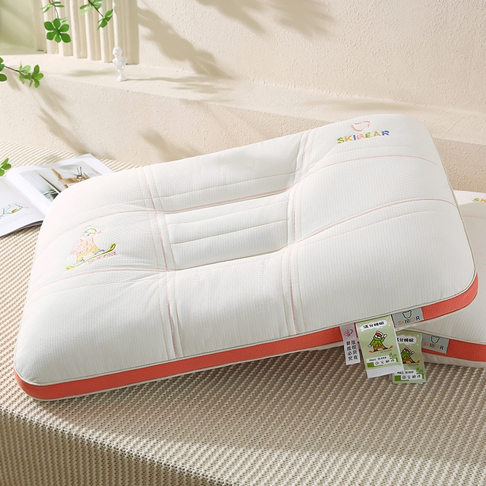 91家纺网 家纺一手货源 找家纺 金牛枕芯 2025新款滑板熊亲子枕决明子枕头乳胶夹层儿童枕成人枕头枕芯 滑板熊-红