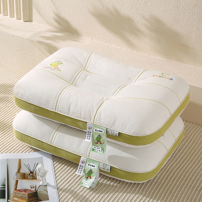 91家纺网 家纺一手货源 找家纺 金牛枕芯 2025新款滑板熊亲子枕决明子枕头乳胶夹层儿童枕成人枕头枕芯 滑板熊-绿