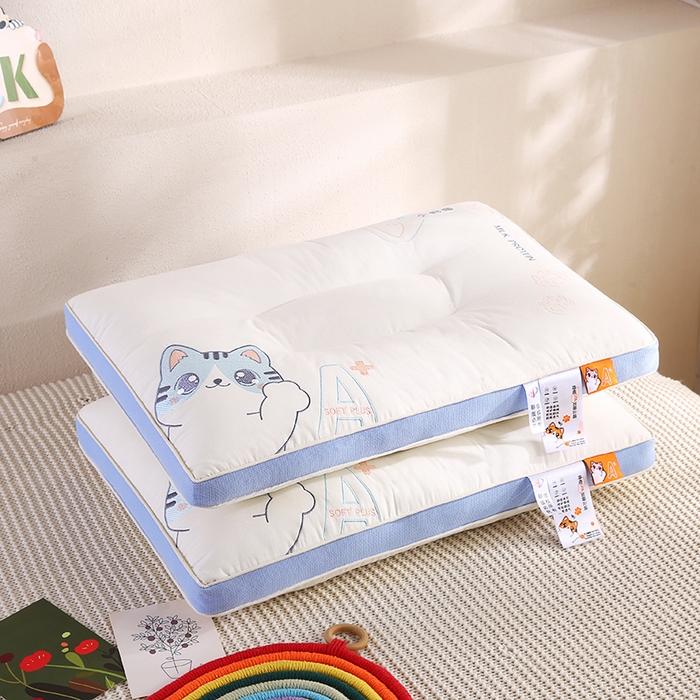 金牛枕芯 2025新款小奶猫立体亲子护颈枕头枕芯 小奶猫-蓝