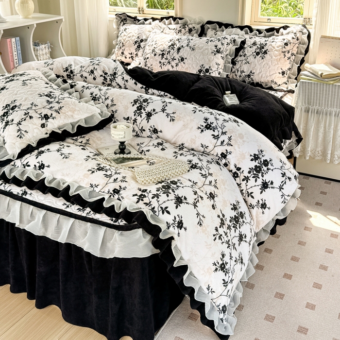 91家纺网 家纺一手货源 找家纺 （总）禧缘家纺（原梦想家） 2025新款夹棉双层花边牛奶绒单被套系列