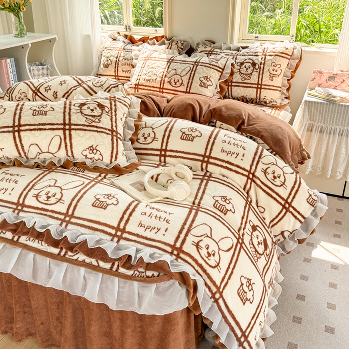 91家纺网 家纺一手货源 找家纺 （总）禧缘家纺（原梦想家） 2025新款夹棉双层花边牛奶绒单被套系列