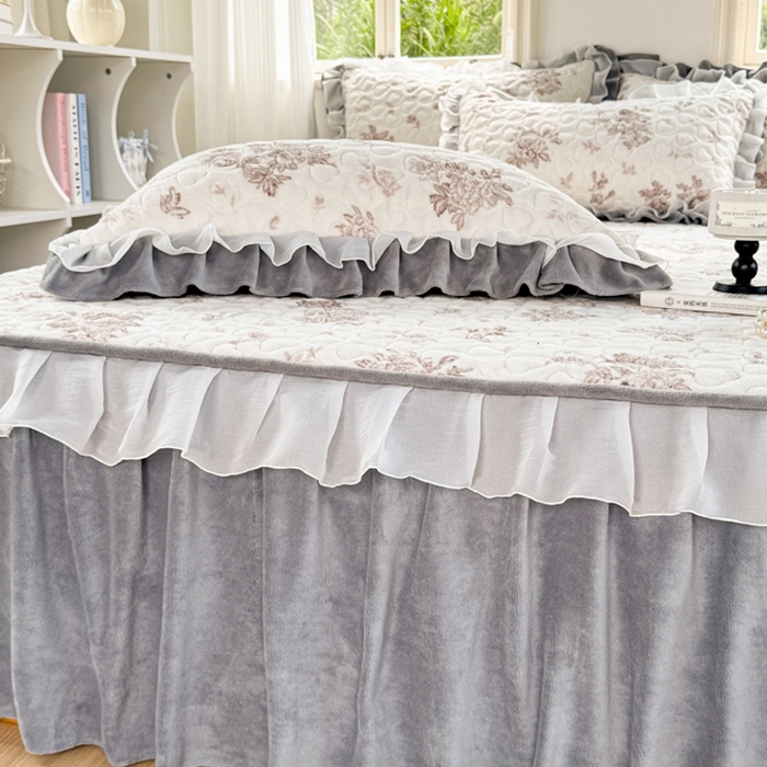 91家纺网 家纺一手货源 找家纺 禧缘家纺（原梦想家） 2025新款夹棉双层花边牛奶绒单被套系列 杏花微雨