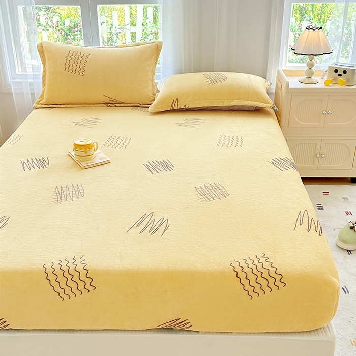 91家纺网 家纺一手货源 找家纺 家贝爱 2025新款高克重加厚牛奶绒床笠单床笠床笠单品 金色年华