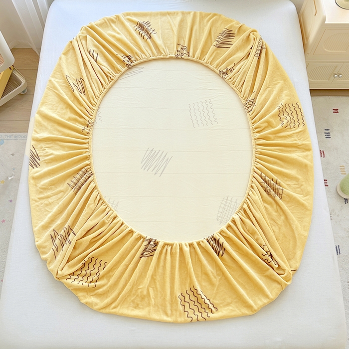 91家纺网 家纺一手货源 找家纺 家贝爱 2025新款高克重加厚牛奶绒床笠单床笠床笠单品 金色年华