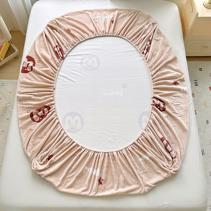 91家纺网 家纺一手货源 找家纺 家贝爱 2025新款高克重加厚牛奶绒床笠单床笠床笠单品 你好MM