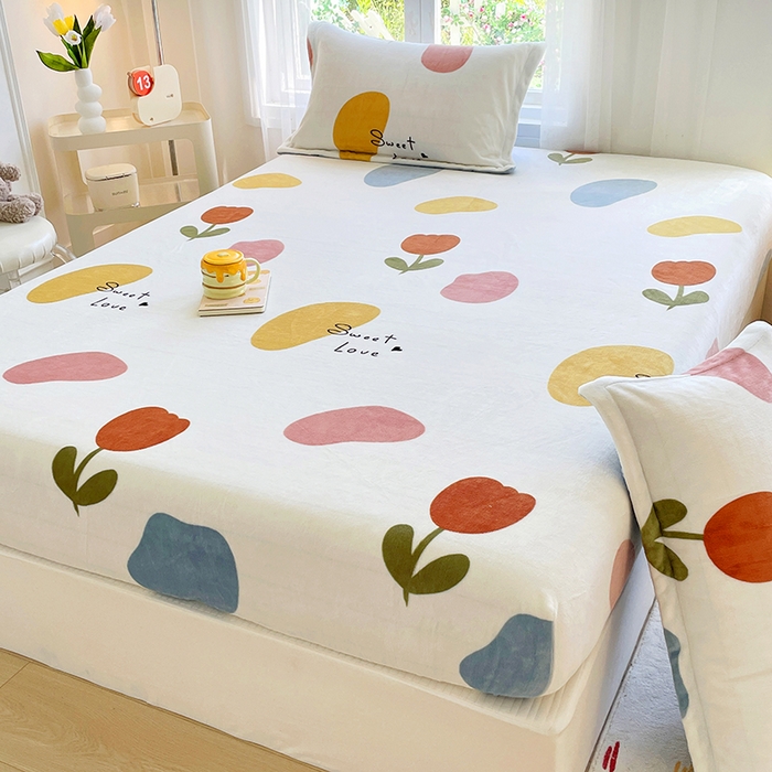 91家纺网 家纺一手货源 找家纺 家贝爱 2025新款高克重加厚牛奶绒床笠单床笠床笠单品 满城春色