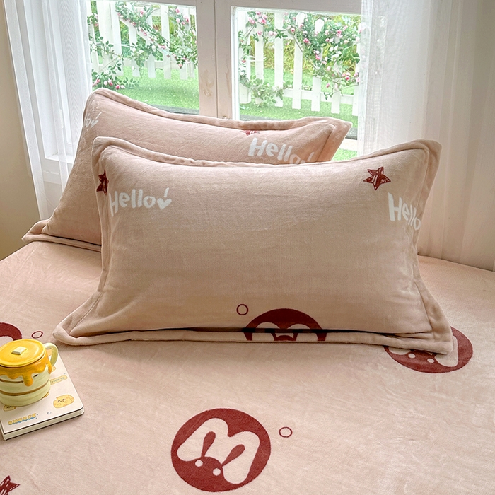 91家纺网 家纺一手货源 找家纺 家贝爱 2025新款高克重加厚牛奶绒床笠单床笠床笠单品 你好MM