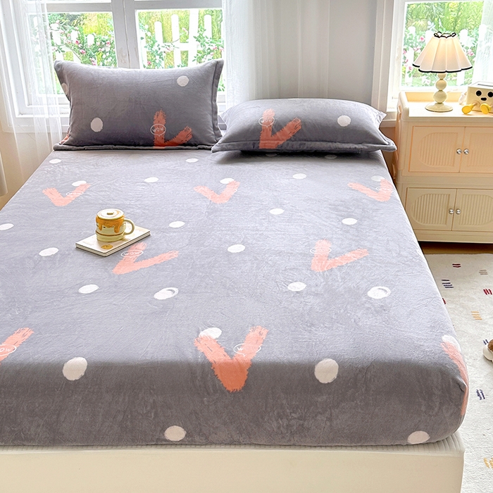 91家纺网 家纺一手货源 找家纺 家贝爱 2025新款高克重加厚牛奶绒床笠单床笠床笠单品 比心