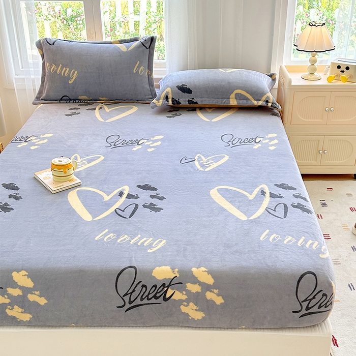 91家纺网 家纺一手货源 找家纺 家贝爱 2025新款高克重加厚牛奶绒床笠单床笠床笠单品 心语星愿