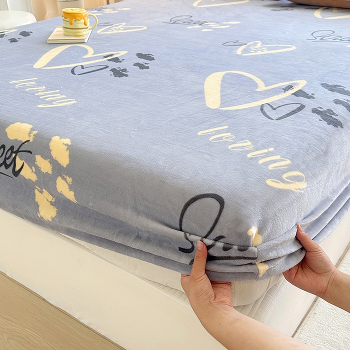 91家纺网 家纺一手货源 找家纺 家贝爱 2025新款高克重加厚牛奶绒床笠单床笠床笠单品 心语星愿