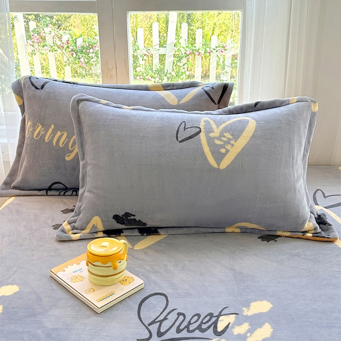 91家纺网 家纺一手货源 找家纺 家贝爱 2025新款高克重加厚牛奶绒床笠单床笠床笠单品 心语星愿