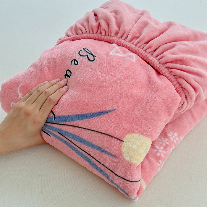 91家纺网 家纺一手货源 找家纺 家贝爱 2025新款高克重加厚牛奶绒床笠单床笠床笠单品 花开浪漫