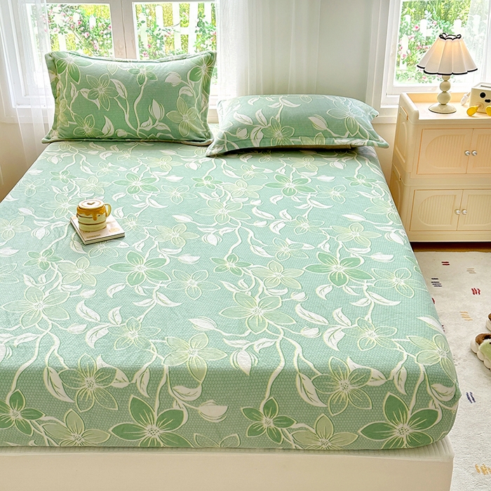 91家纺网 家纺一手货源 找家纺 家贝爱 2025新款高克重加厚牛奶绒床笠单床笠床笠单品 浅浅花语