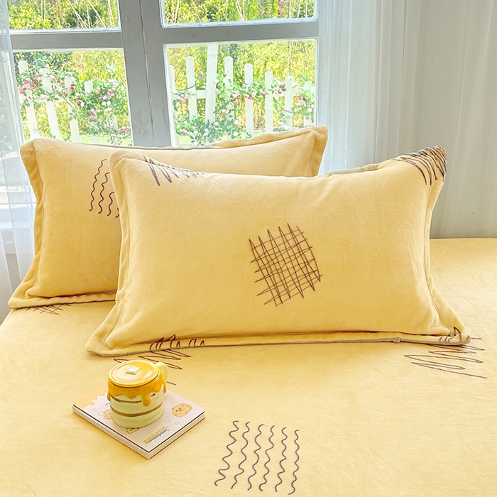 91家纺网 家纺一手货源 找家纺 家贝爱 2025新款高克重加厚牛奶绒床笠单床笠床笠单品 金色年华