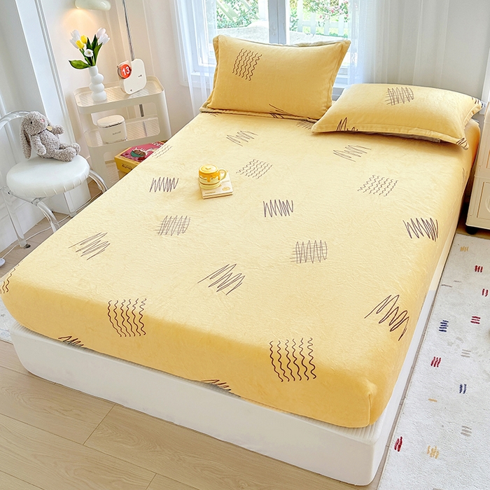 91家纺网 家纺一手货源 找家纺 家贝爱 2025新款高克重加厚牛奶绒床笠单床笠床笠单品 金色年华