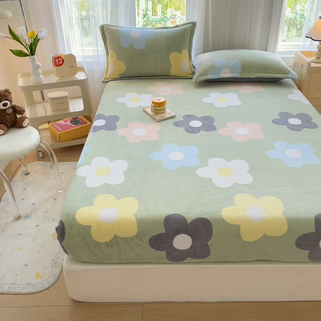 91家纺网 家纺一手货源 找家纺 家贝爱 2025新款高克重加厚牛奶绒床笠单床笠床笠单品 倾城