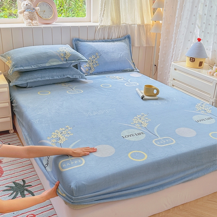 91家纺网 家纺一手货源 找家纺 家贝爱 2025新款高克重加厚牛奶绒床笠单床笠床笠单品 浪漫国度