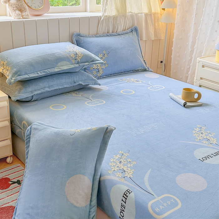 91家纺网 家纺一手货源 找家纺 家贝爱 2025新款高克重加厚牛奶绒床笠单床笠床笠单品 浪漫国度