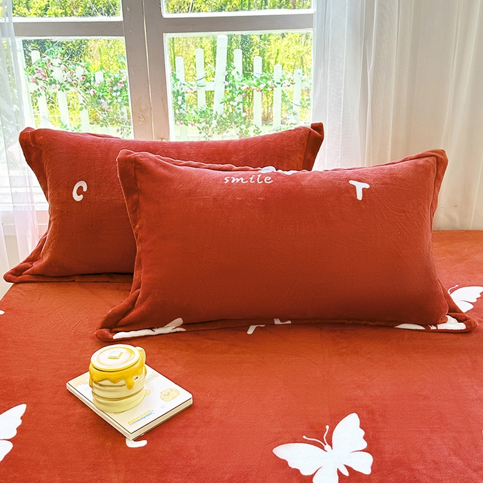 91家纺网 家纺一手货源 找家纺 家贝爱 2025新款高克重加厚牛奶绒床笠单床笠床笠单品 蝶舞之恋