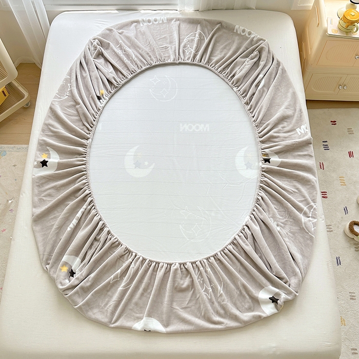 91家纺网 家纺一手货源 找家纺 家贝爱 2025新款高克重加厚牛奶绒床笠单床笠床笠单品 星月灰