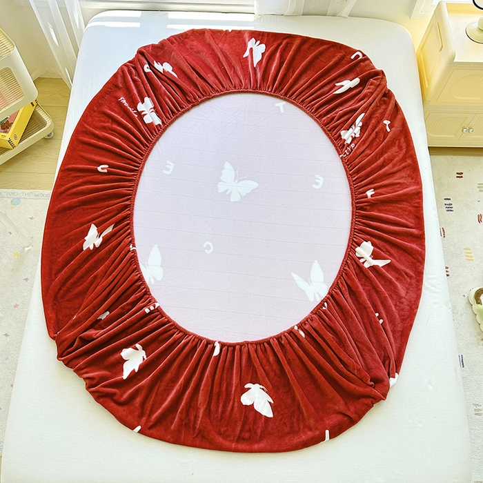 91家纺网 家纺一手货源 找家纺 家贝爱 2025新款高克重加厚牛奶绒床笠单床笠床笠单品 蝶舞之恋