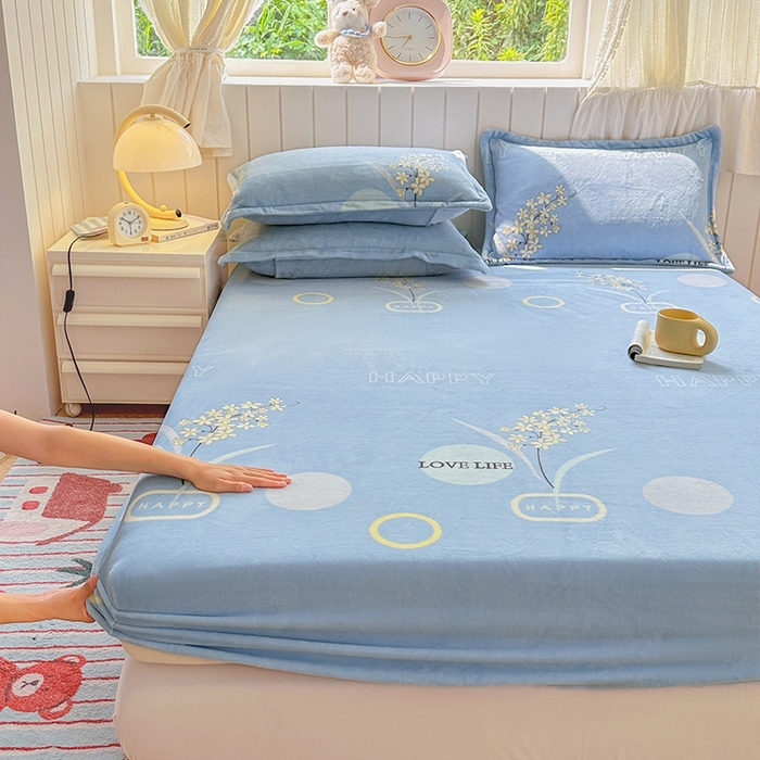 91家纺网 家纺一手货源 找家纺 家贝爱 2025新款高克重加厚牛奶绒床笠单床笠床笠单品 浪漫国度