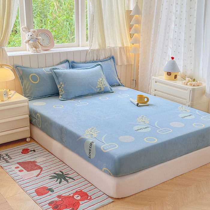 91家纺网 家纺一手货源 找家纺 家贝爱 2025新款高克重加厚牛奶绒床笠单床笠床笠单品 浪漫国度