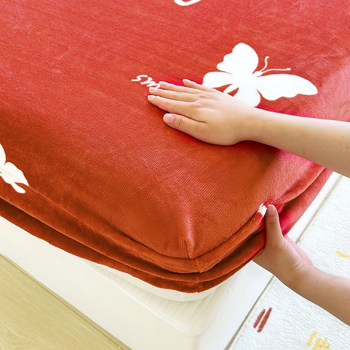 91家纺网 家纺一手货源 找家纺 家贝爱 2025新款高克重加厚牛奶绒床笠单床笠床笠单品 蝶舞之恋