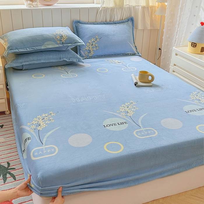 91家纺网 家纺一手货源 找家纺 家贝爱 2025新款高克重加厚牛奶绒床笠单床笠床笠单品 浪漫国度