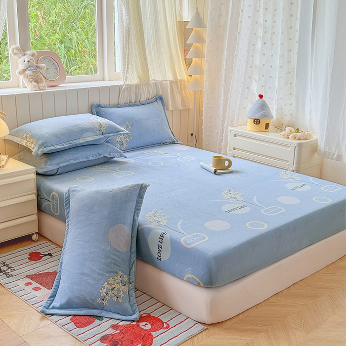 91家纺网 家纺一手货源 找家纺 家贝爱 2025新款高克重加厚牛奶绒床笠单床笠床笠单品 浪漫国度