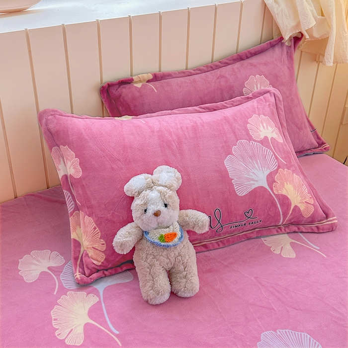 91家纺网 家纺一手货源 找家纺 家贝爱 2025新款高克重加厚牛奶绒床笠单床笠床笠单品 叶叶丝语豆沙