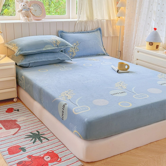 91家纺网 家纺一手货源 找家纺 家贝爱 2025新款高克重加厚牛奶绒床笠单床笠床笠单品 浪漫国度