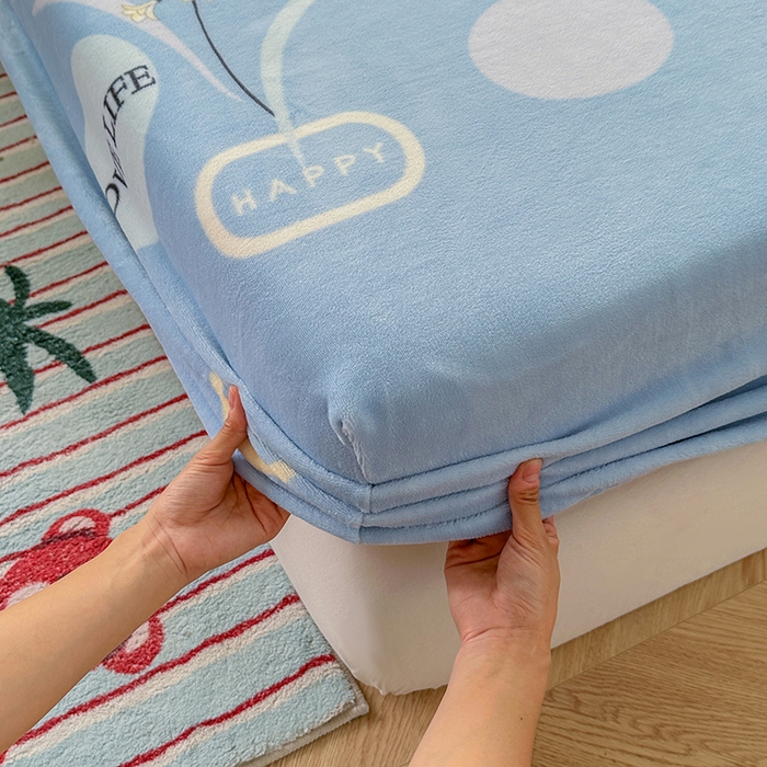 91家纺网 家纺一手货源 找家纺 家贝爱 2025新款高克重加厚牛奶绒床笠单床笠床笠单品 浪漫国度