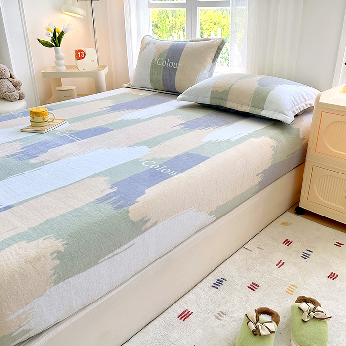 91家纺网 家纺一手货源 找家纺 家贝爱 2025新款高克重加厚牛奶绒床笠单床笠床笠单品 多姿多彩