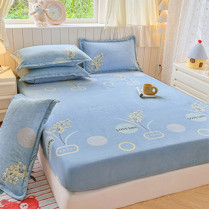 91家纺网 家纺一手货源 找家纺 家贝爱 2025新款高克重加厚牛奶绒床笠单床笠床笠单品 浪漫国度