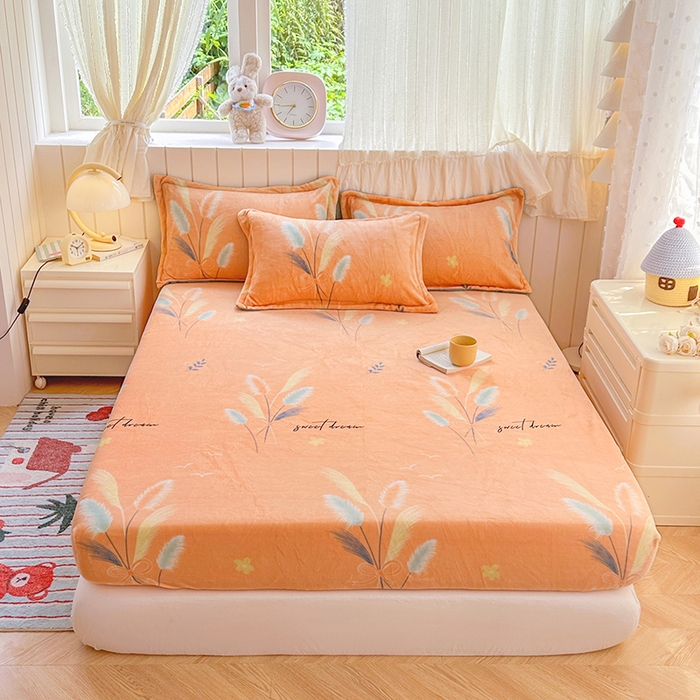 91家纺网 家纺一手货源 找家纺 （总）家贝爱 2025新款高克重加厚牛奶绒床笠单床笠床笠单品