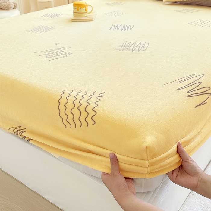 91家纺网 家纺一手货源 找家纺 家贝爱 2025新款高克重加厚牛奶绒床笠单床笠床笠单品 金色年华