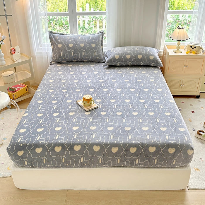 家贝爱 2025新款高克重加厚牛奶绒床笠单床笠床笠单品 狂欢兔