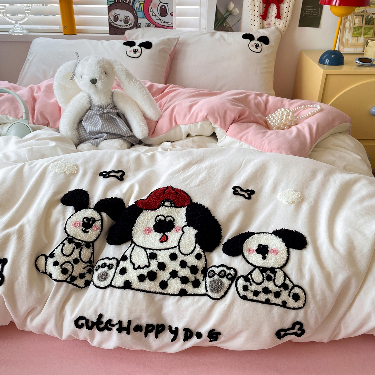 91家纺网 家纺一手货源 找家纺 （总）凯洛奇 2025新款1小清新木棉双层纱印花床笠枕套三件套