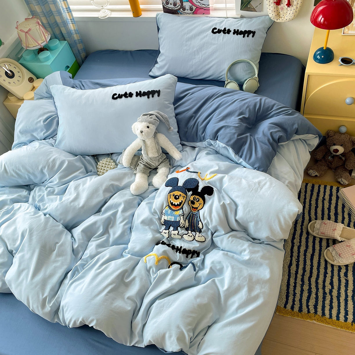 91家纺网 家纺一手货源 找家纺 凯洛奇 2025新款软糯1水洗棉毛巾绣卡通四件套（提供买家秀） 杰利